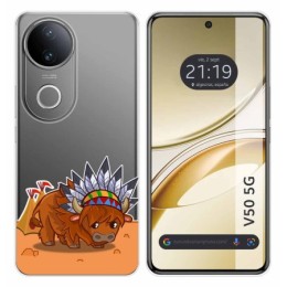 Funda Silicona Transparente para Vivo V50 5G diseño Bufalo Dibujos