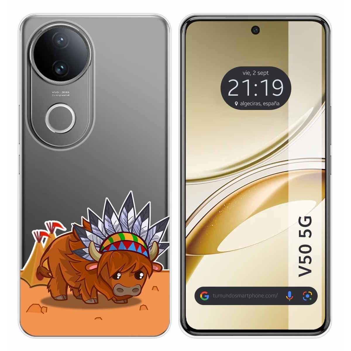 Funda Silicona Transparente para Vivo V50 5G diseño Bufalo Dibujos