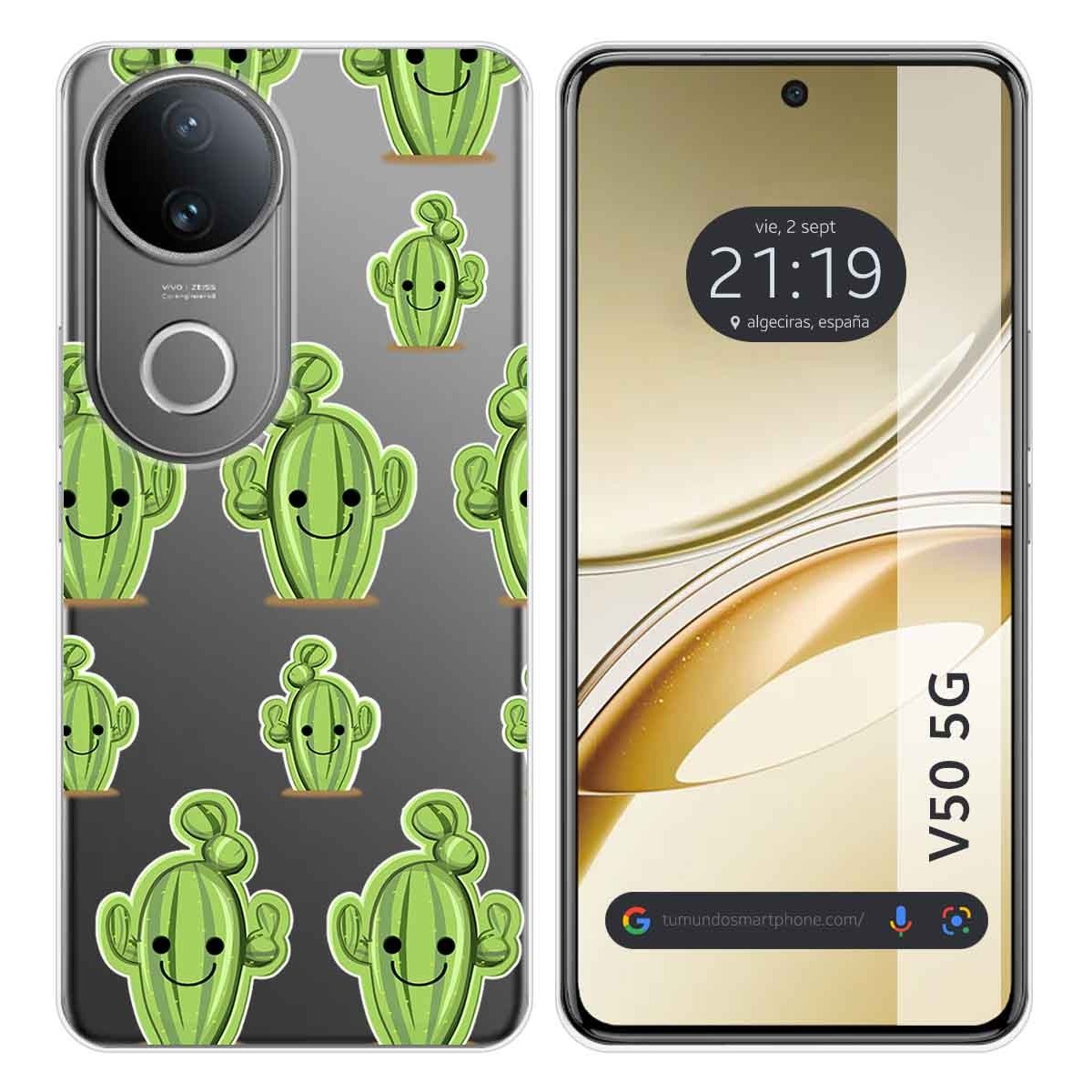 Funda Silicona Transparente para Vivo V50 5G diseño Cactus Dibujos