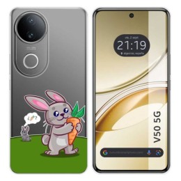 Funda Silicona Transparente para Vivo V50 5G diseño Conejo Dibujos