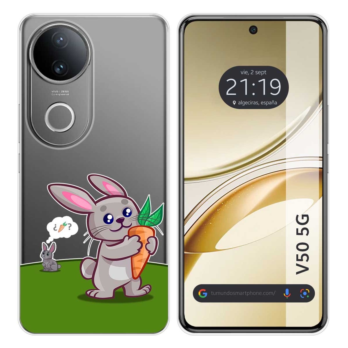 Funda Silicona Transparente para Vivo V50 5G diseño Conejo Dibujos