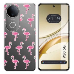 Funda Silicona Transparente para Vivo V50 5G diseño Flamenco Dibujos