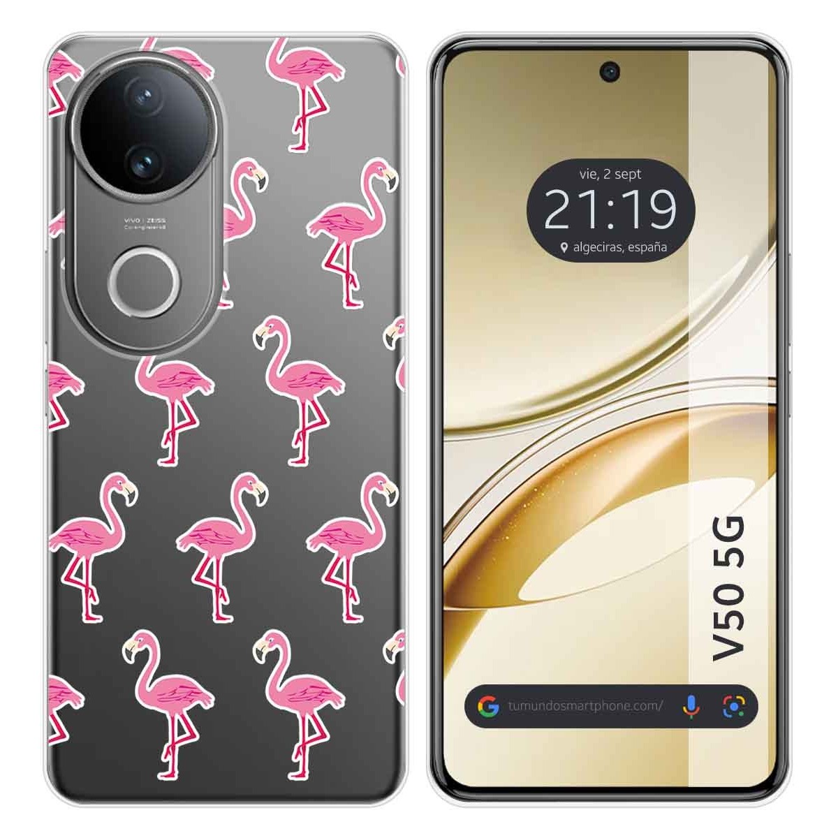 Funda Silicona Transparente para Vivo V50 5G diseño Flamenco Dibujos