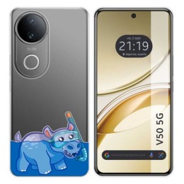 Funda Silicona Transparente para Vivo V50 5G diseño Hipo Dibujos