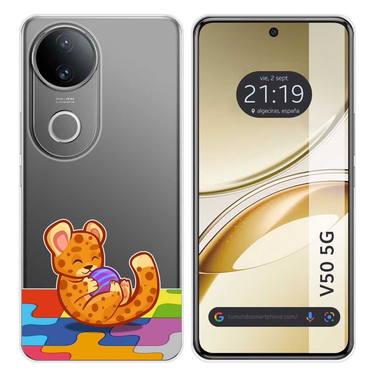 Funda Silicona Transparente para Vivo V50 5G diseño Leopardo Dibujos