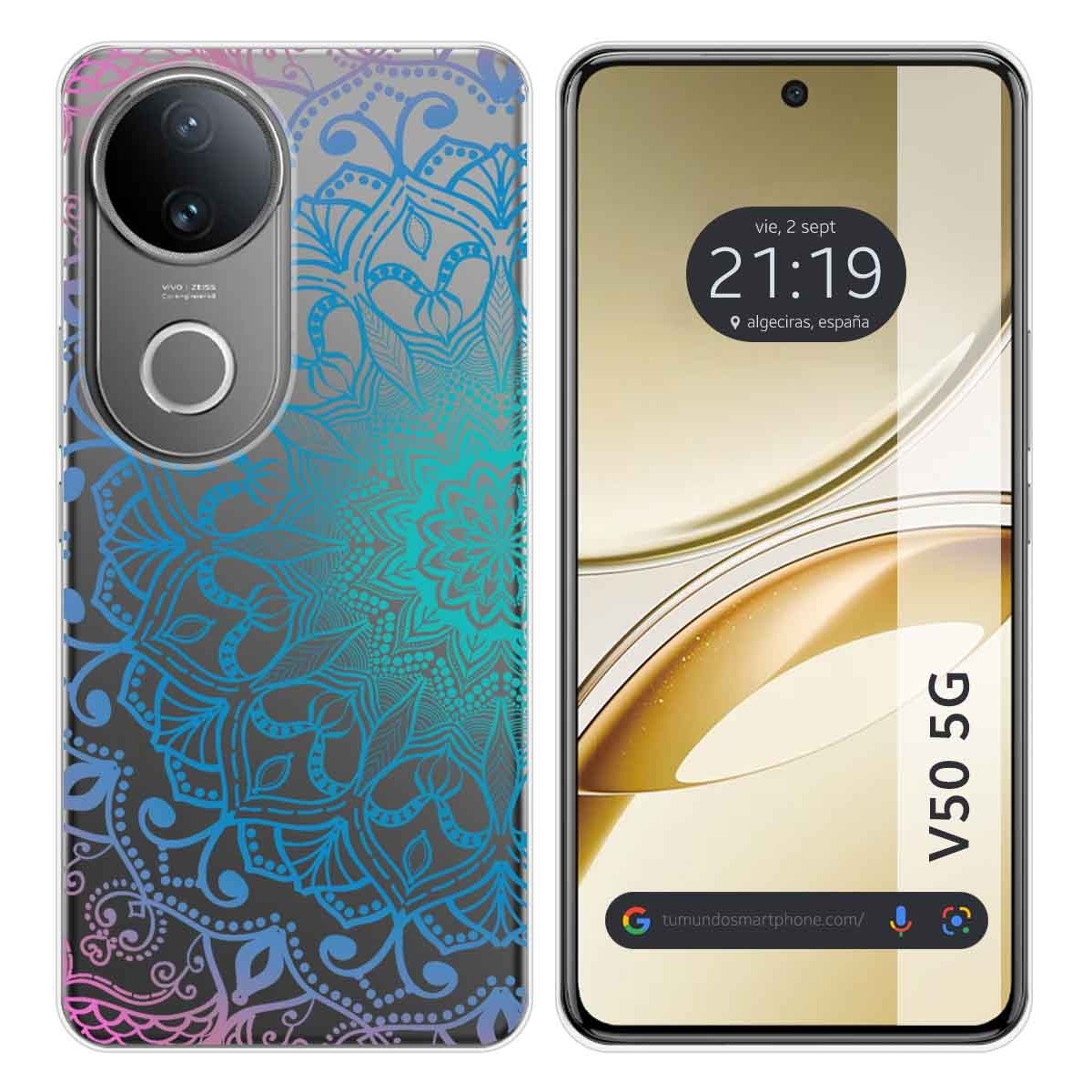 Funda Silicona Transparente para Vivo V50 5G diseño Mandala Dibujos