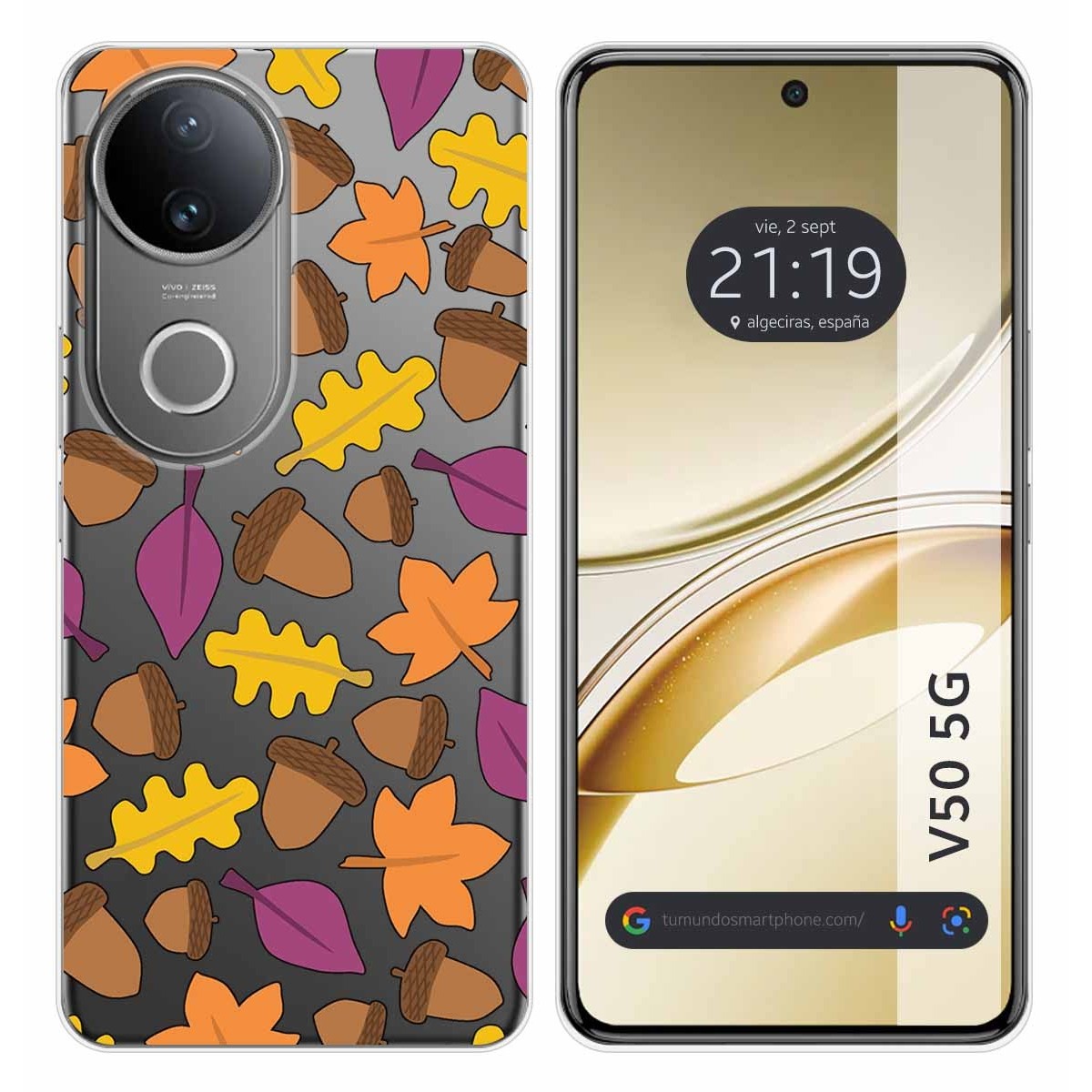 Funda Silicona Transparente para Vivo V50 5G diseño Otoño Dibujos