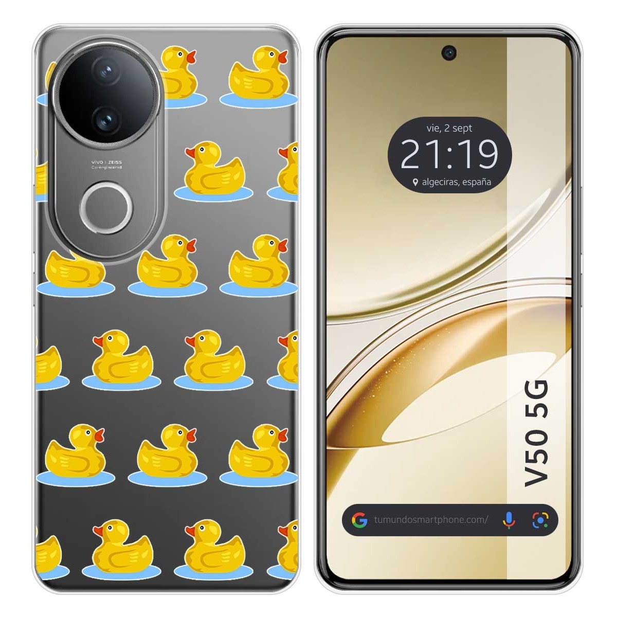 Funda Silicona Transparente para Vivo V50 5G diseño Pato Dibujos