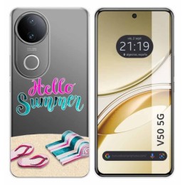Funda Silicona Transparente para Vivo V50 5G diseño Summer Dibujos