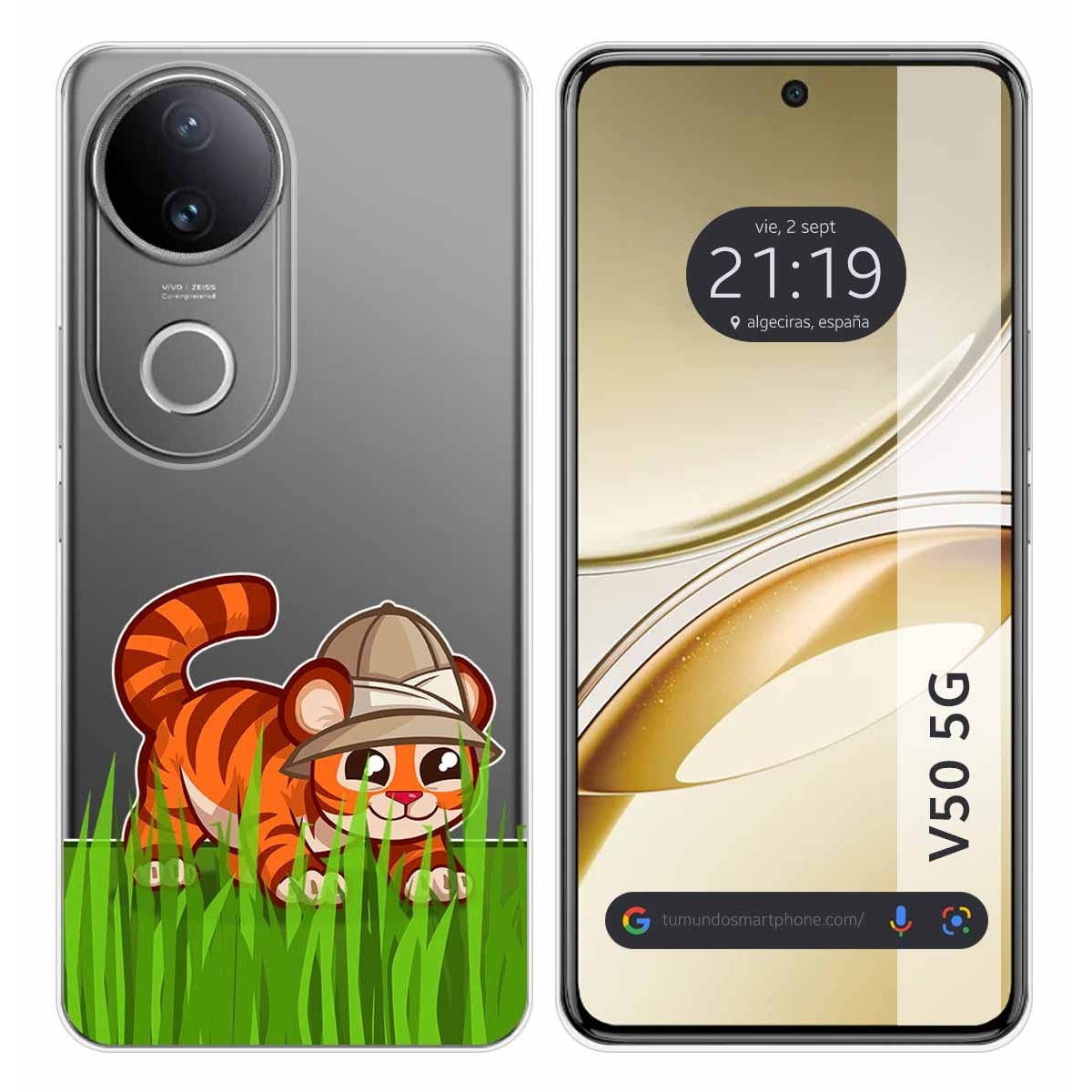 Funda Silicona Transparente para Vivo V50 5G diseño Tigre Dibujos