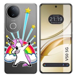 Funda Silicona Transparente para Vivo V50 5G diseño Unicornio Dibujos