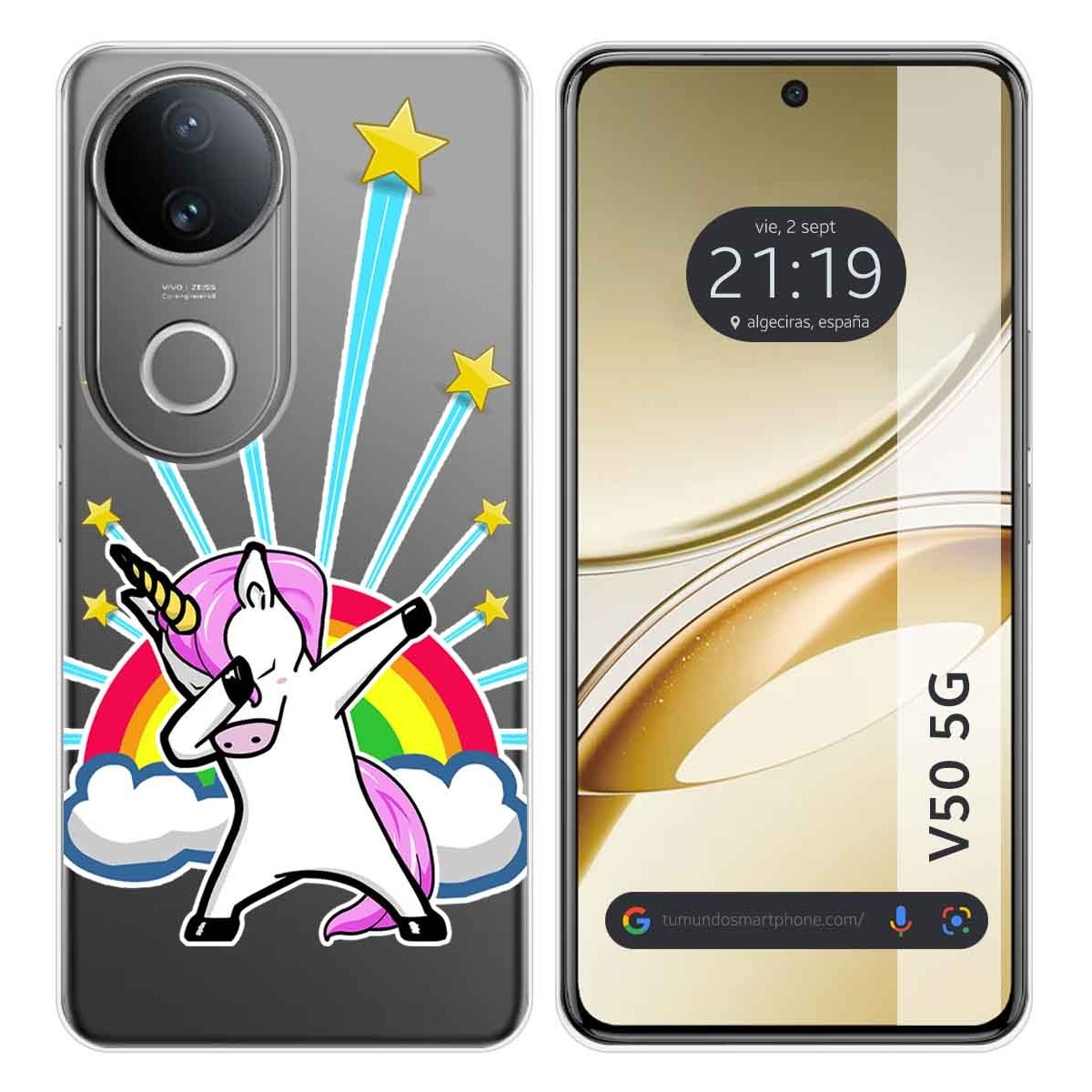 Funda Silicona Transparente para Vivo V50 5G diseño Unicornio Dibujos