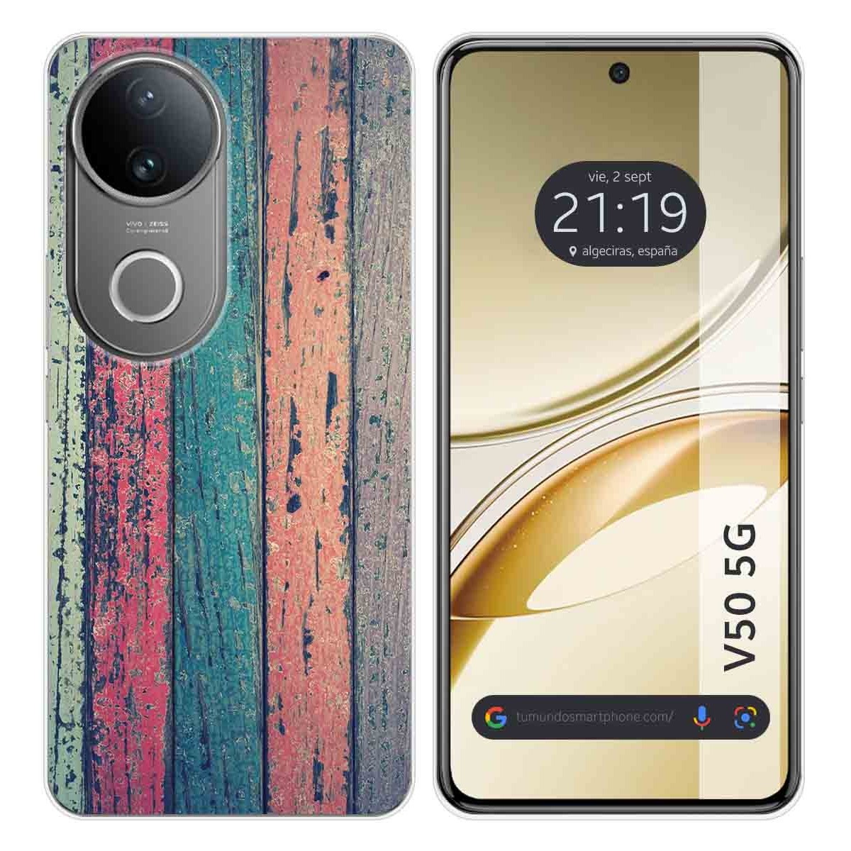 Funda Silicona para Vivo V50 5G diseño Madera 10 Dibujos