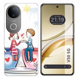 Funda Silicona para Vivo V50 5G diseño Café Dibujos