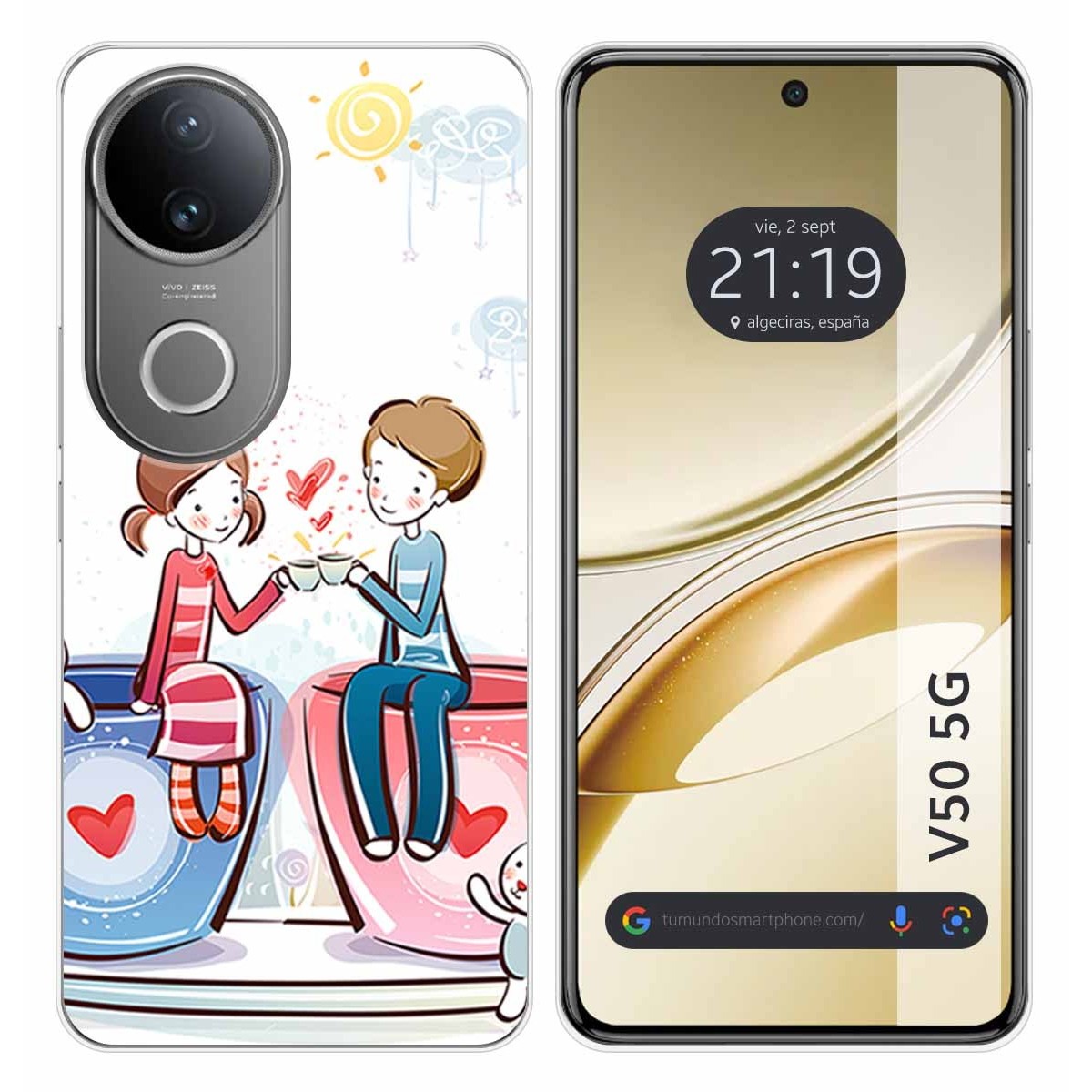 Funda Silicona para Vivo V50 5G diseño Café Dibujos
