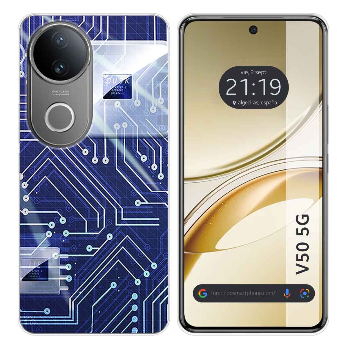 Funda Silicona para Vivo V50 5G diseño Circuito Dibujos