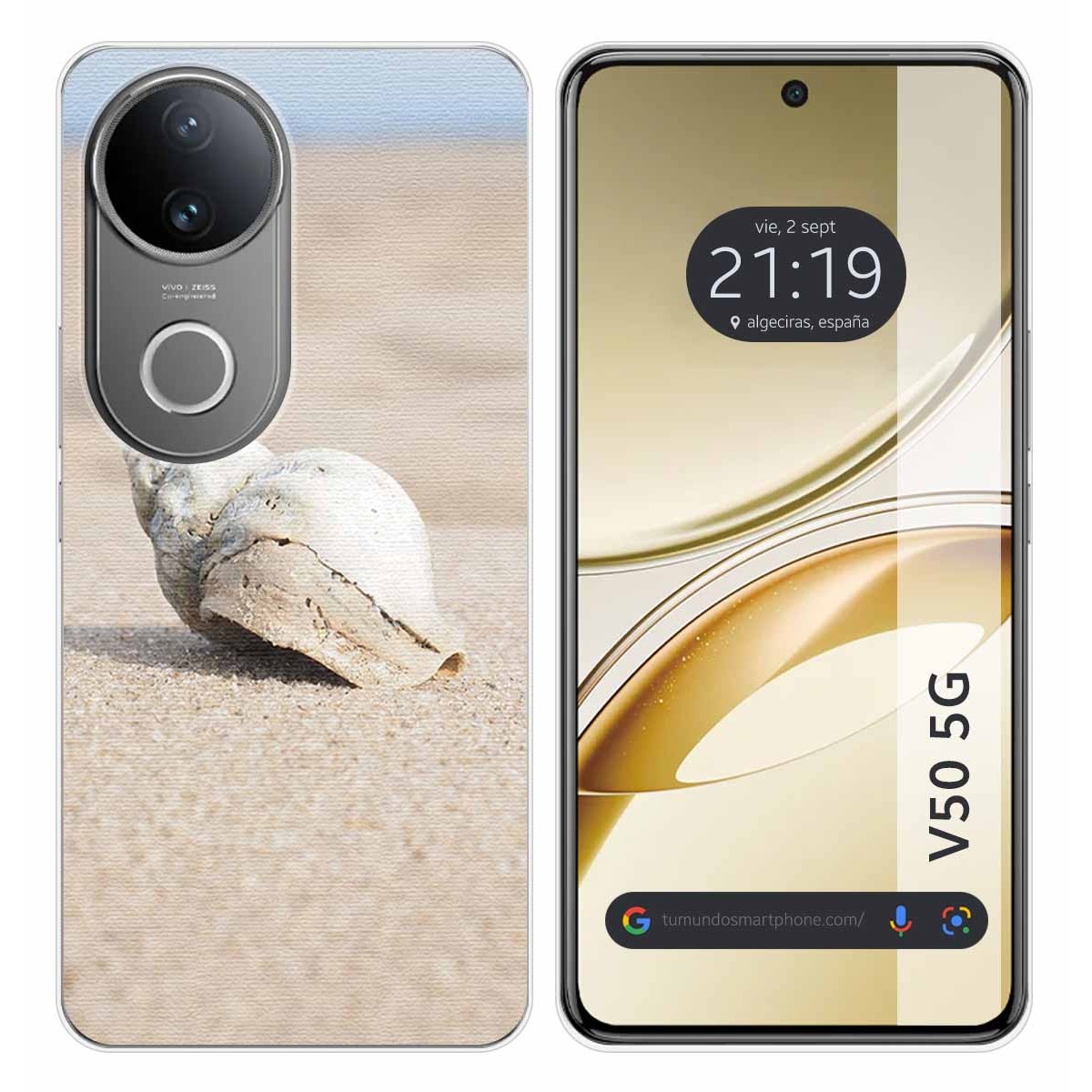 Funda Silicona para Vivo V50 5G diseño Concha Dibujos