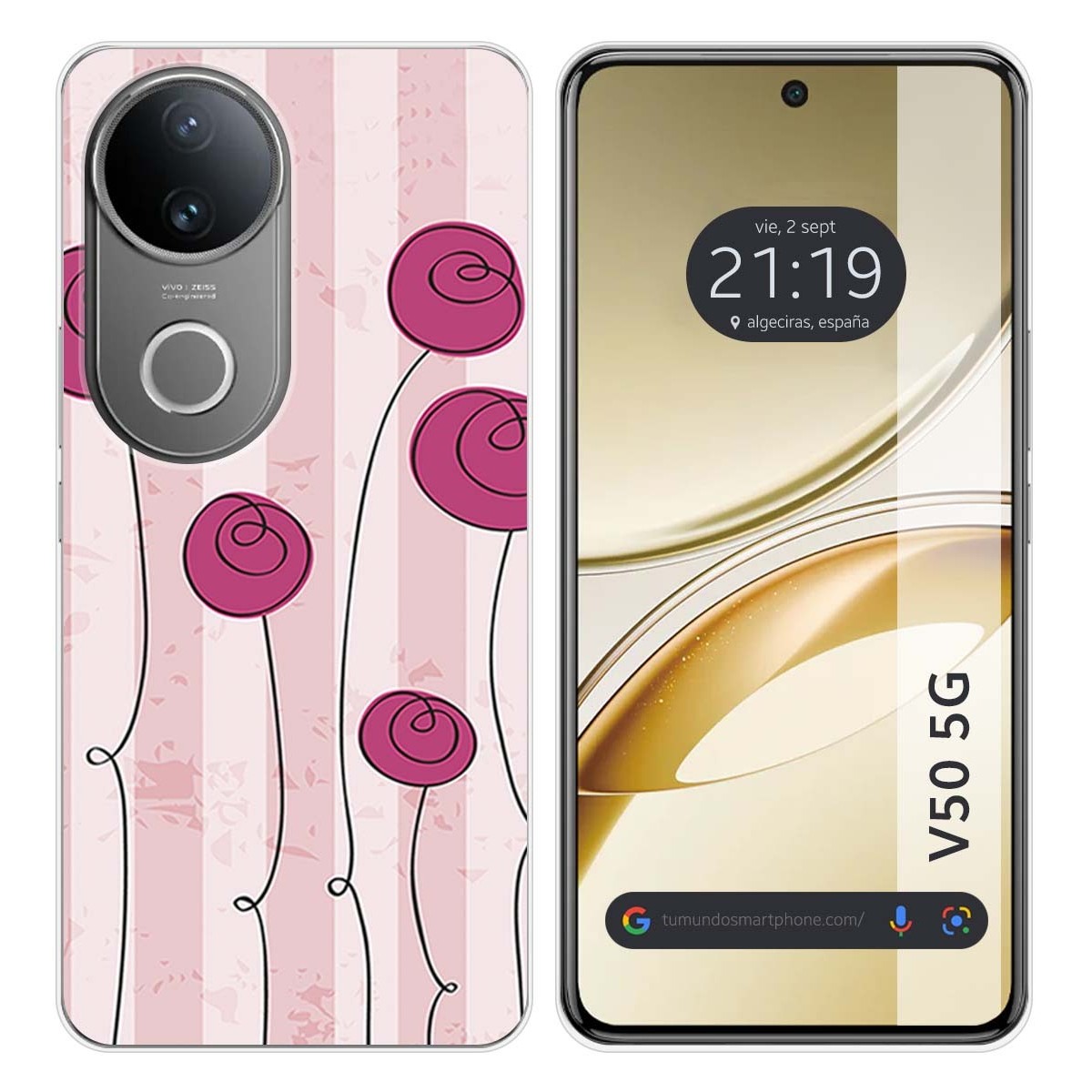 Funda Silicona para Vivo V50 5G diseño Flores Vintage Dibujos