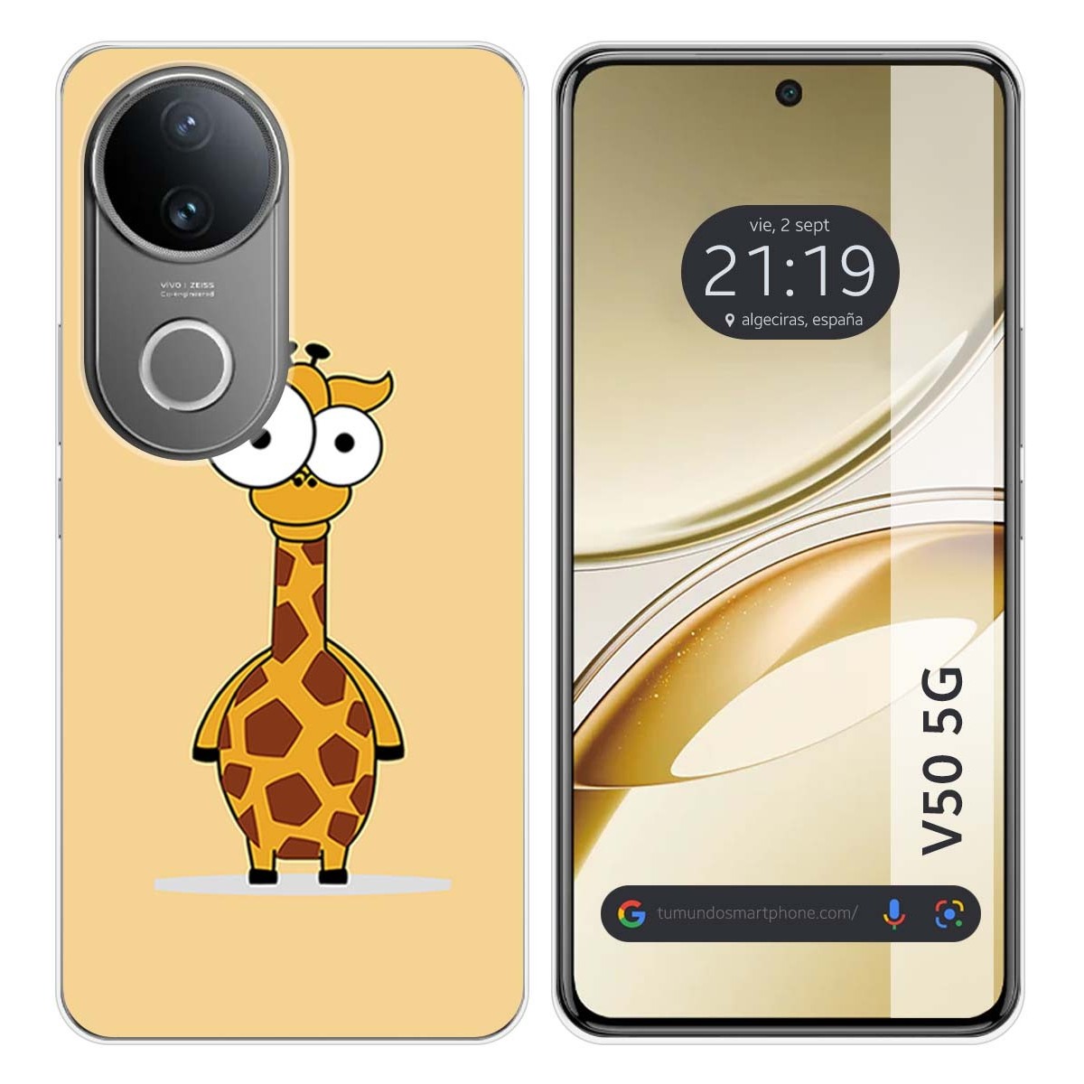 Funda Silicona para Vivo V50 5G diseño Jirafa Dibujos