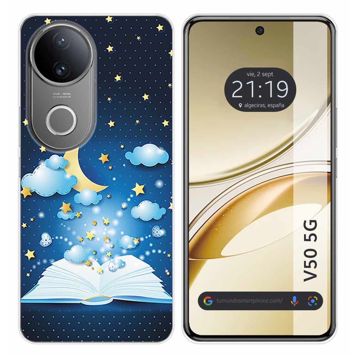 Funda Silicona para Vivo V50 5G diseño Libro Cuentos Dibujos