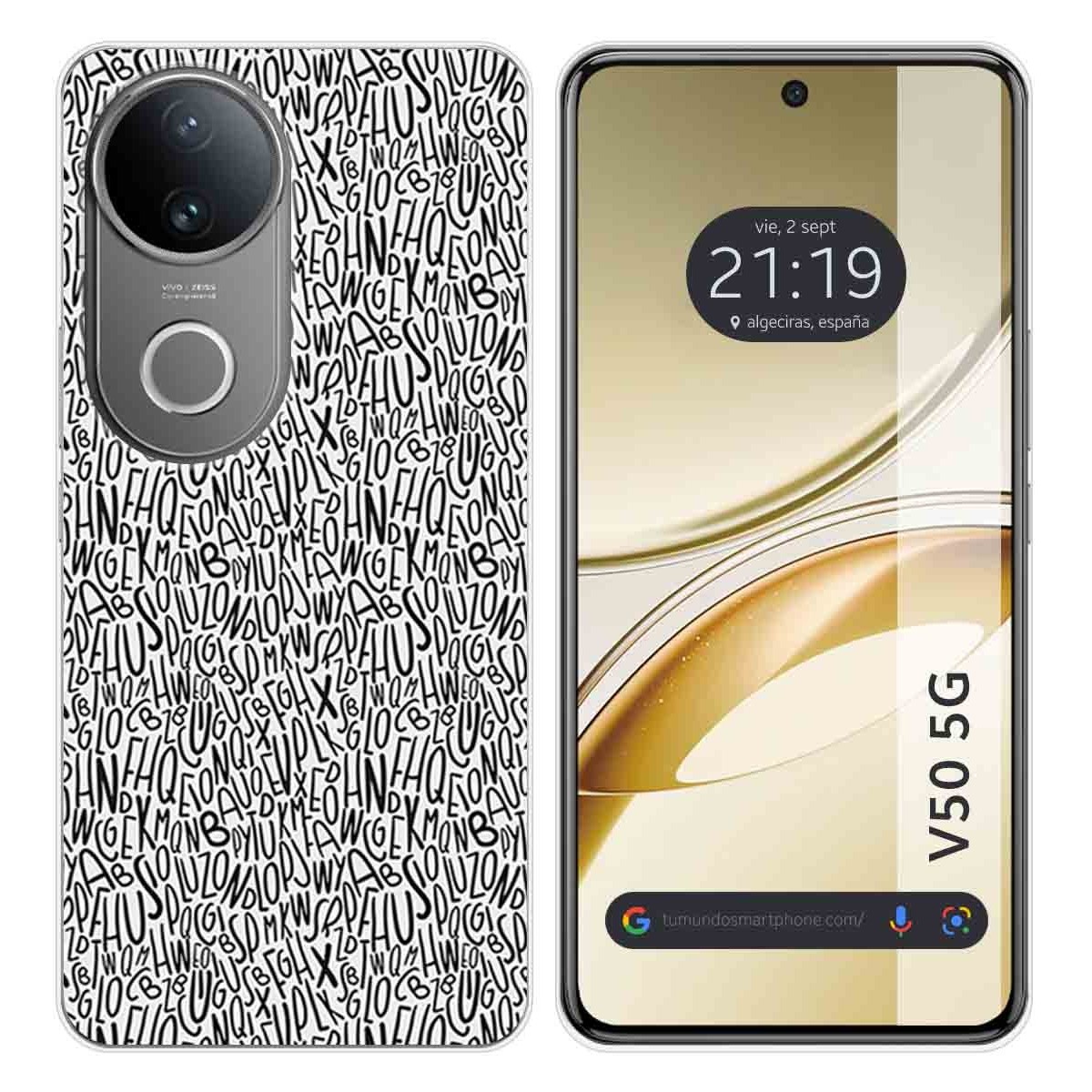 Funda Silicona para Vivo V50 5G diseño Letras Dibujos