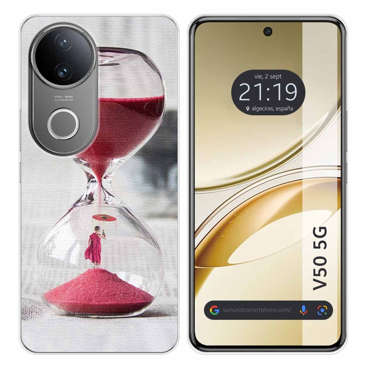 Funda Silicona para Vivo V50 5G diseño Reloj Dibujos
