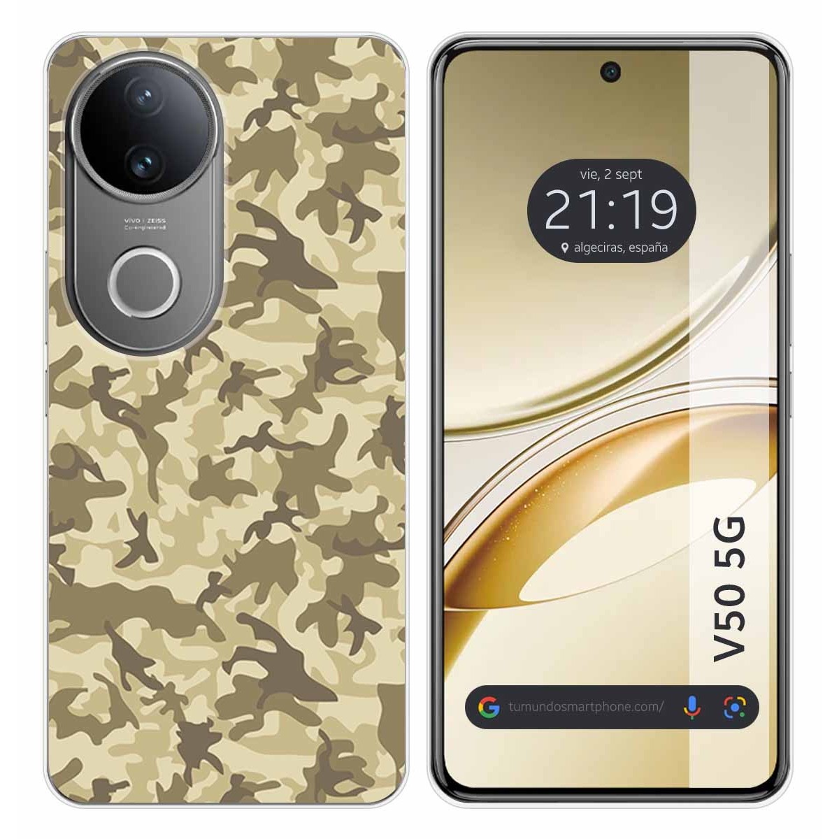 Funda Silicona para Vivo V50 5G diseño Sand Camuflaje Dibujos