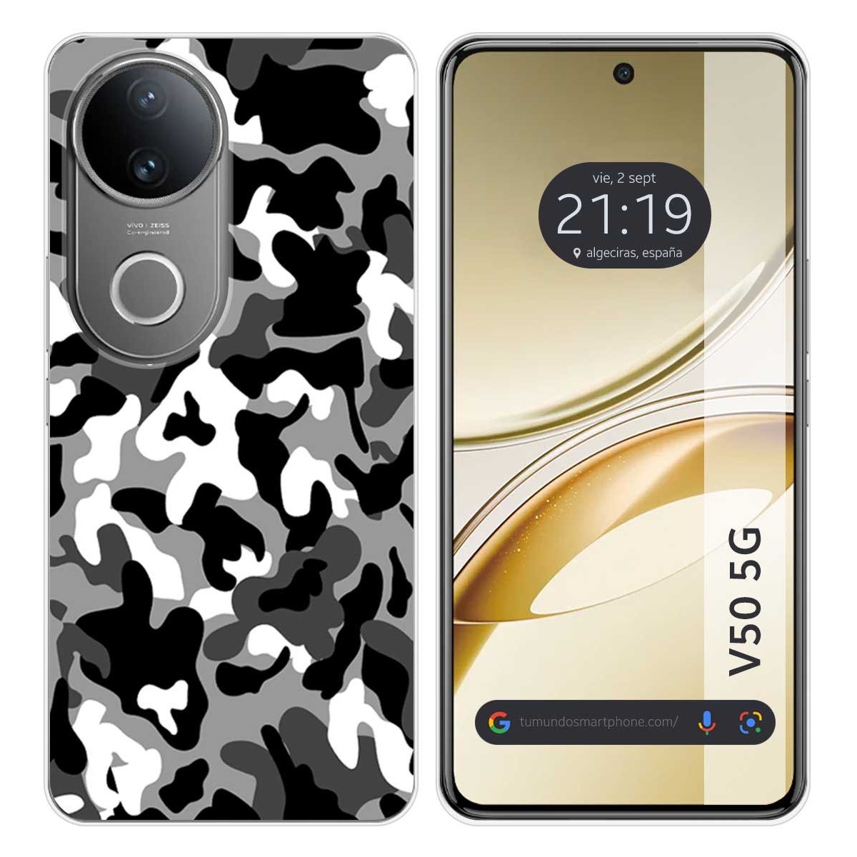 Funda Silicona para Vivo V50 5G diseño Snow Camuflaje Dibujos