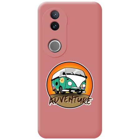 Funda Silicona Líquida Rosa para Vivo V50 5G diseño Adventure Dibujos