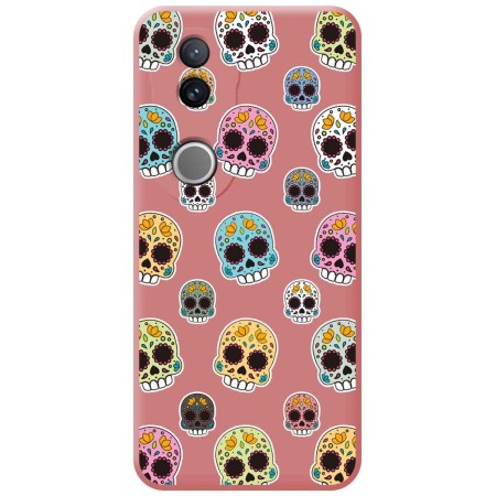Funda Silicona Líquida Rosa para Vivo V50 5G diseño Catrina Dibujos