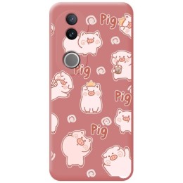 Funda Silicona Líquida Rosa para Vivo V50 5G diseño Cerdos Dibujos