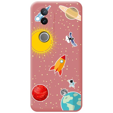 Funda Silicona Líquida Rosa para Vivo V50 5G diseño Espacio Dibujos