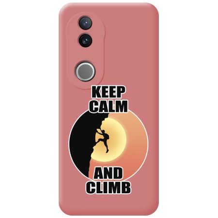 Funda Silicona Líquida Rosa para Vivo V50 5G diseño Hombre Escalada Dibujos