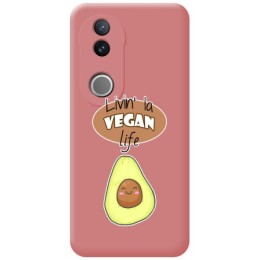 Funda Silicona Líquida Rosa para Vivo V50 5G diseño Vegan Life Dibujos