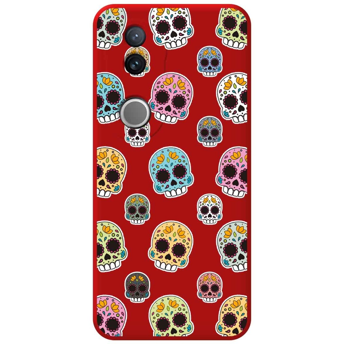 Funda Silicona Líquida Roja para Vivo V50 5G diseño Catrina Dibujos