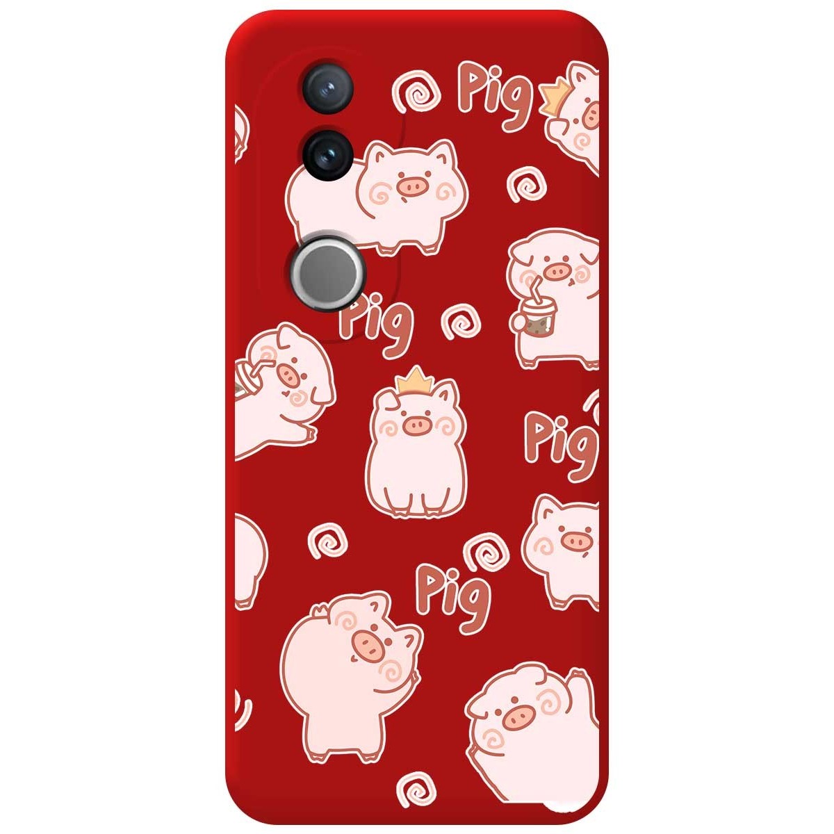 Funda Silicona Líquida Roja para Vivo V50 5G diseño Cerdos Dibujos