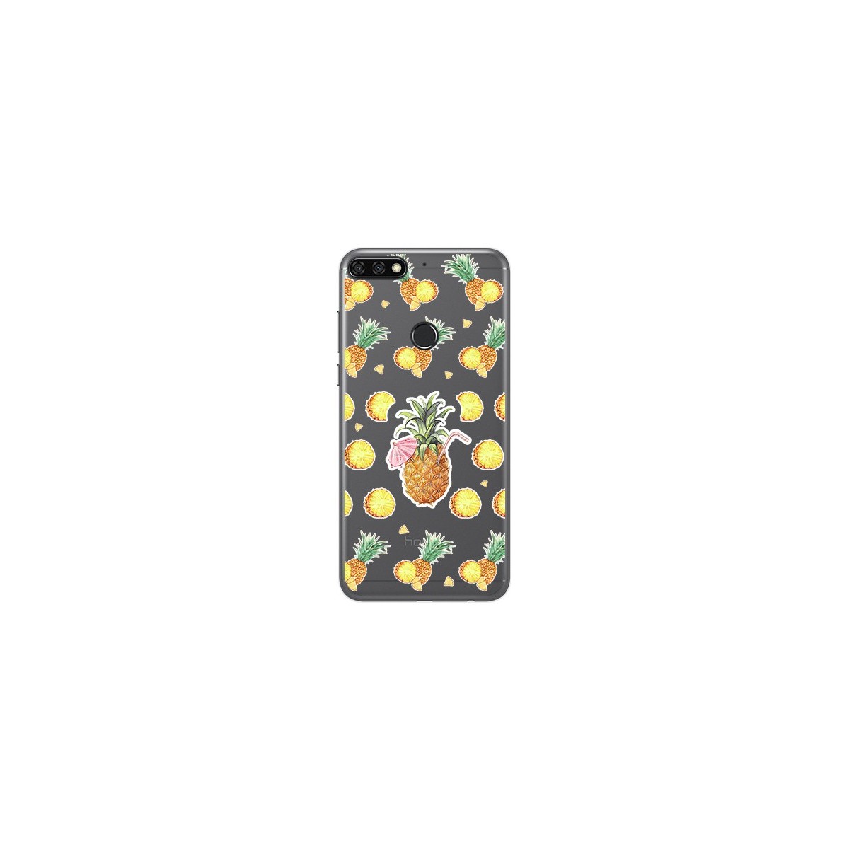 Funda Gel Transparente para Huawei Honor 7C / Y7 2018 Diseño Piña Dibujos