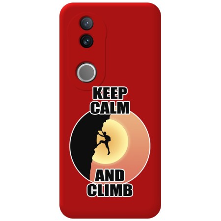 Funda Silicona Líquida Roja para Vivo V50 5G diseño Hombre Escalada Dibujos