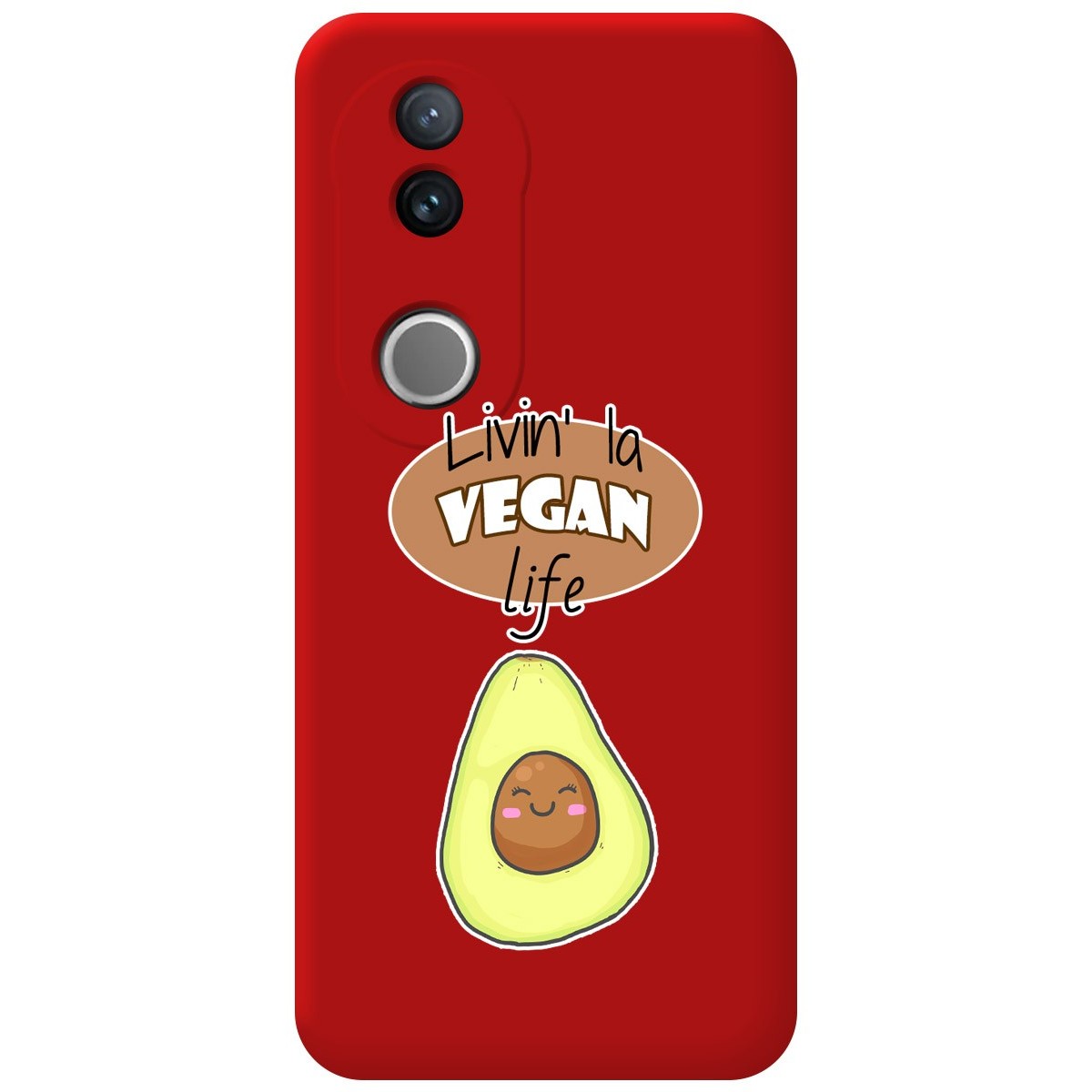 Funda Silicona Líquida Roja para Vivo V50 5G diseño Vegan Life Dibujos