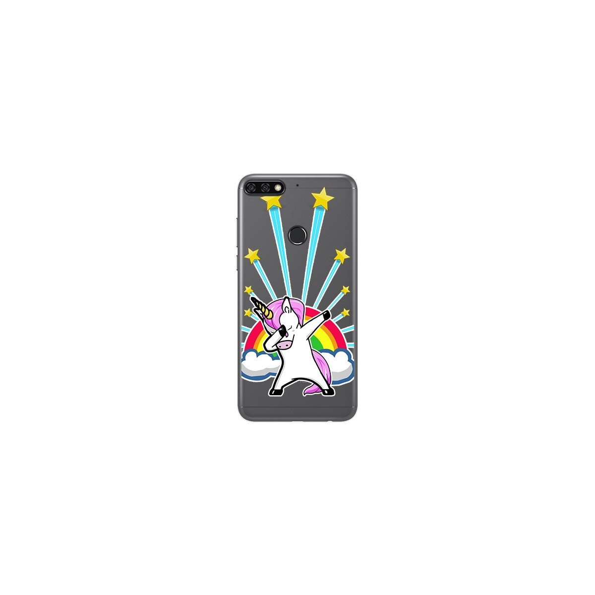Funda Gel Transparente para Huawei Honor 7C / Y7 2018 Diseño Unicornio Dibujos