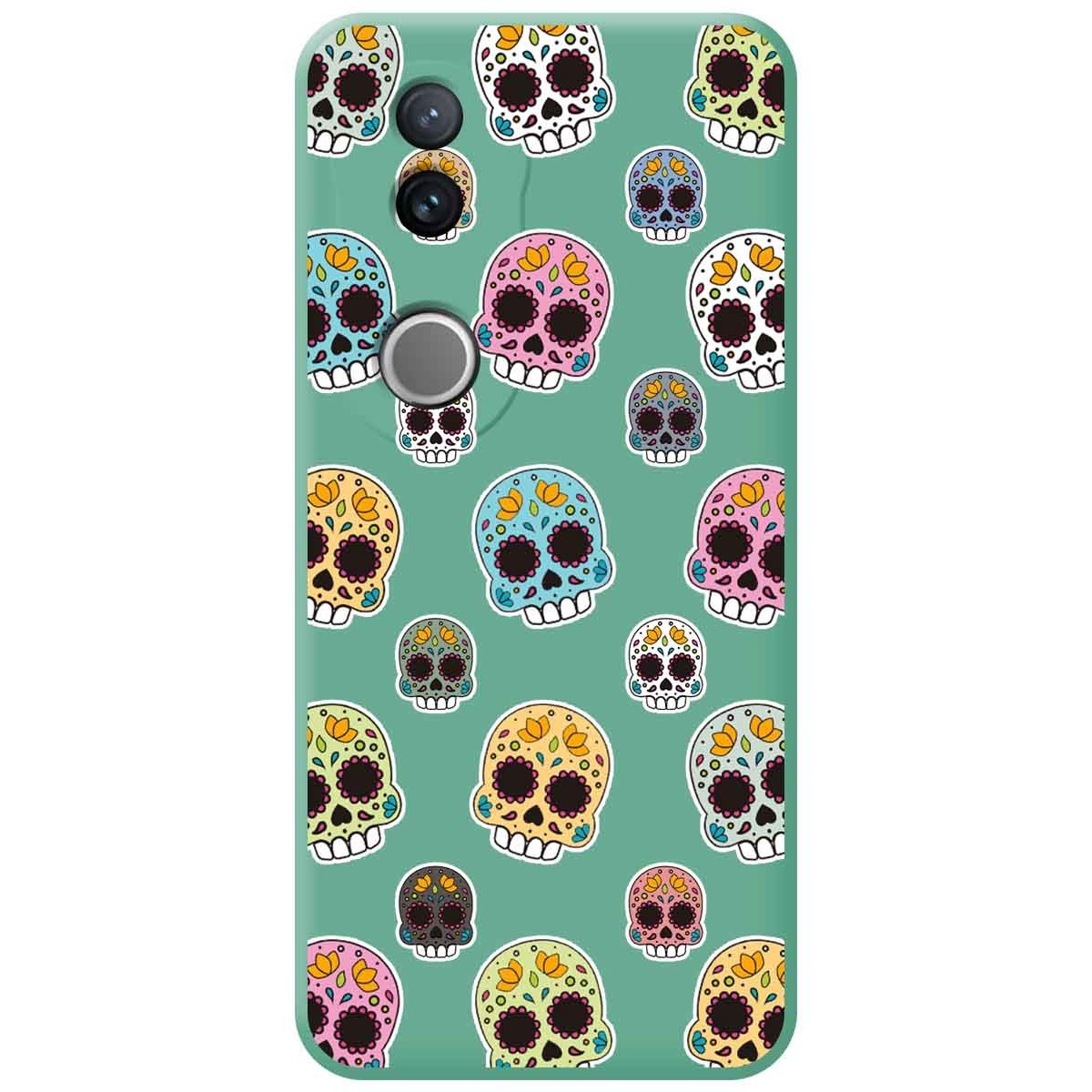 Funda Silicona Líquida Verde para Vivo V50 5G diseño Catrina Dibujos