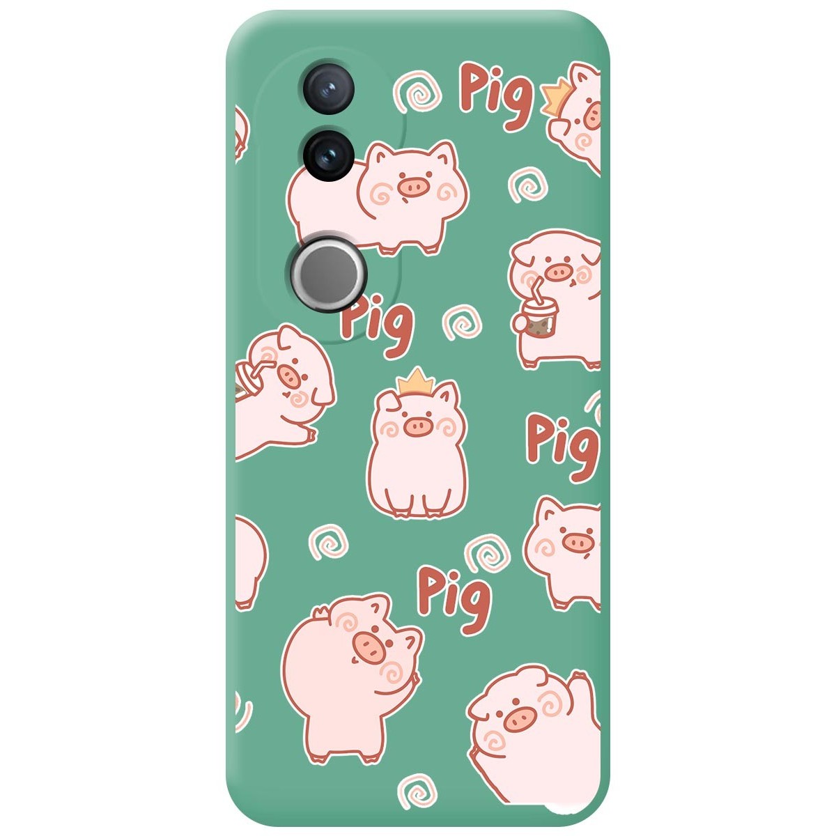 Funda Silicona Líquida Verde para Vivo V50 5G diseño Cerdos Dibujos