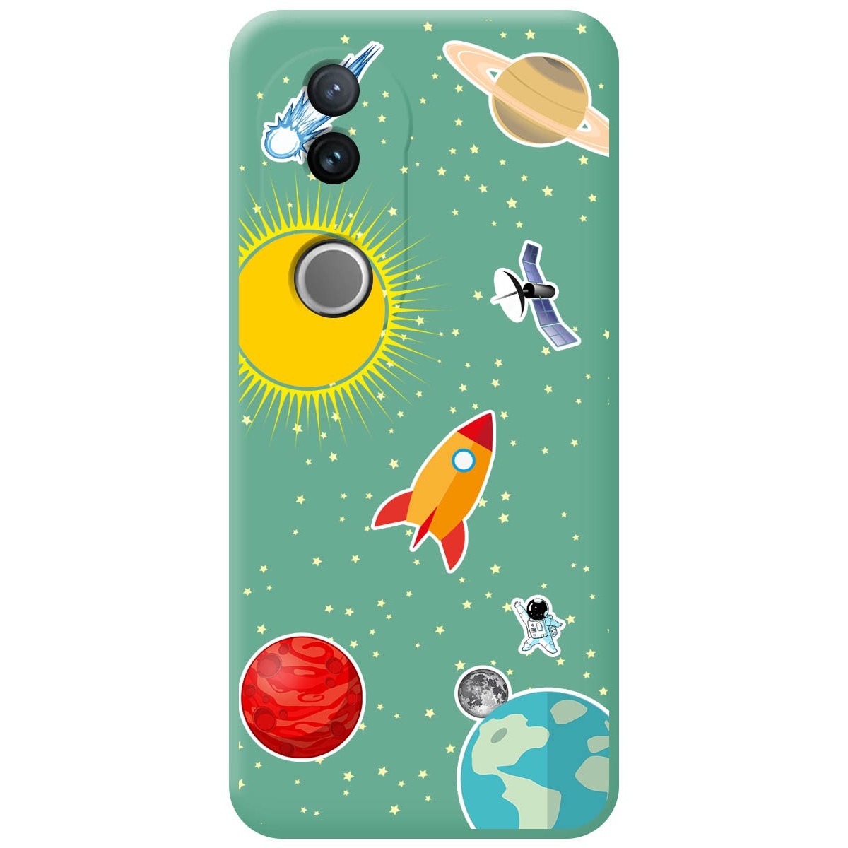 Funda Silicona Líquida Verde para Vivo V50 5G diseño Espacio Dibujos