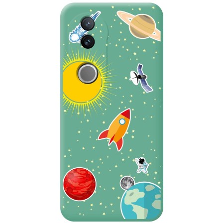 Funda Silicona Líquida Verde para Vivo V50 5G diseño Espacio Dibujos