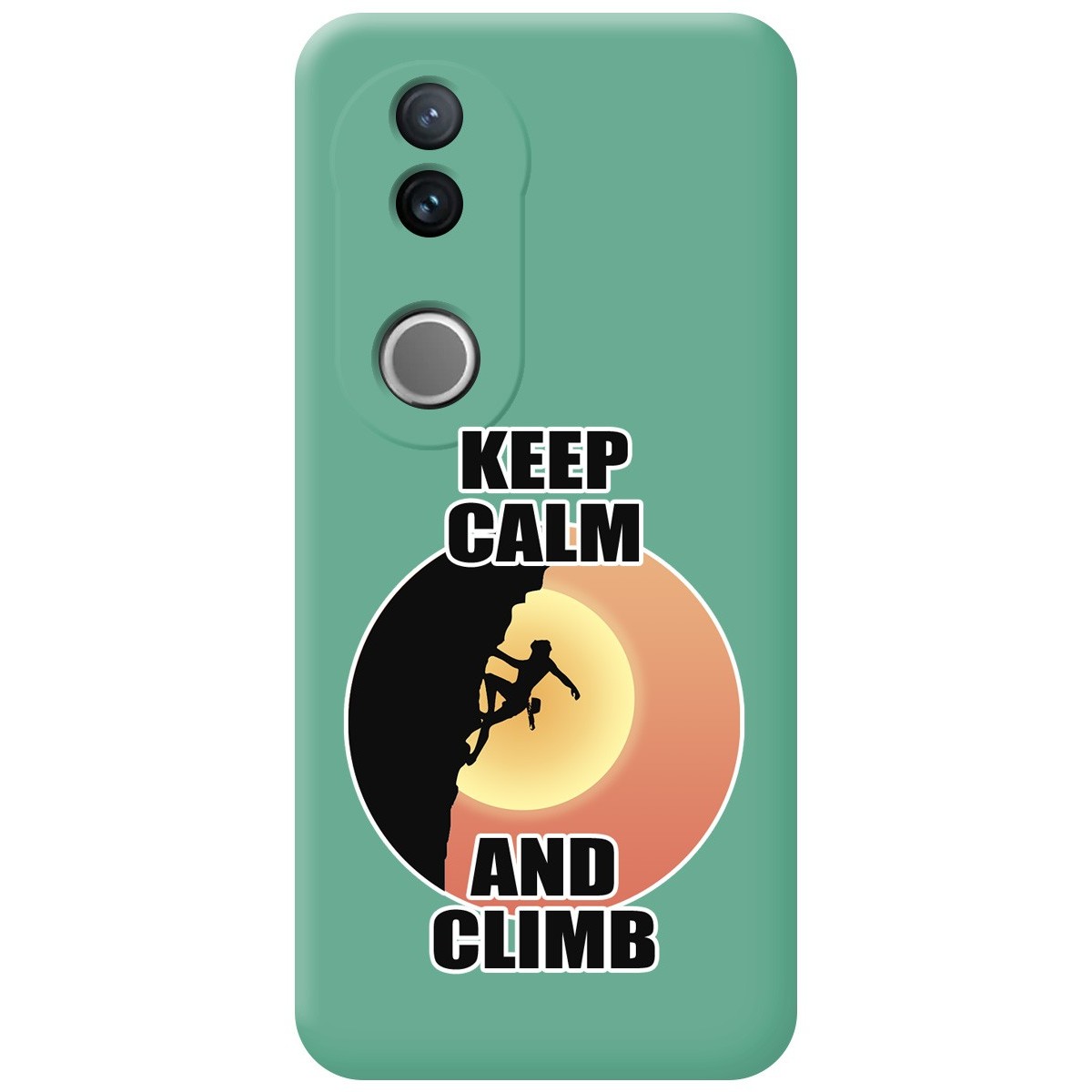 Funda Silicona Líquida Verde para Vivo V50 5G diseño Mujer Escalada Dibujos