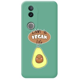 Funda Silicona Líquida Verde para Vivo V50 5G diseño Vegan Life Dibujos