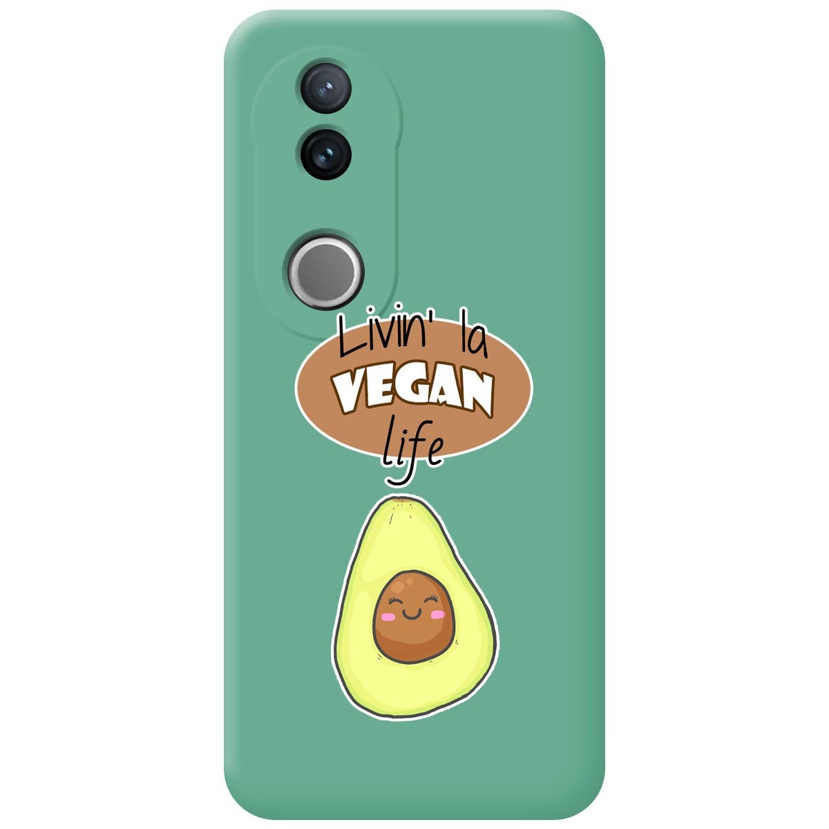 Funda Silicona Líquida Verde para Vivo V50 5G diseño Vegan Life Dibujos