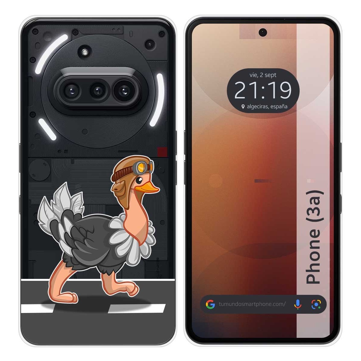 Funda Silicona Transparente para Nothing Phone 3a 5G diseño Avestruz Dibujos