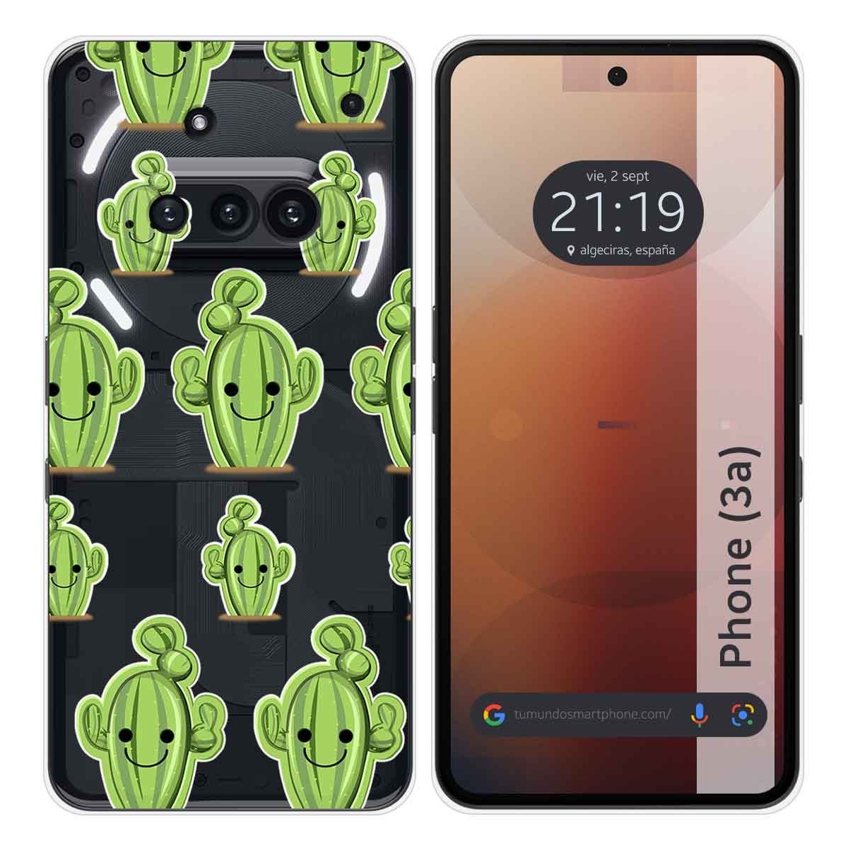 Funda Silicona Transparente para Nothing Phone 3a 5G diseño Cactus Dibujos