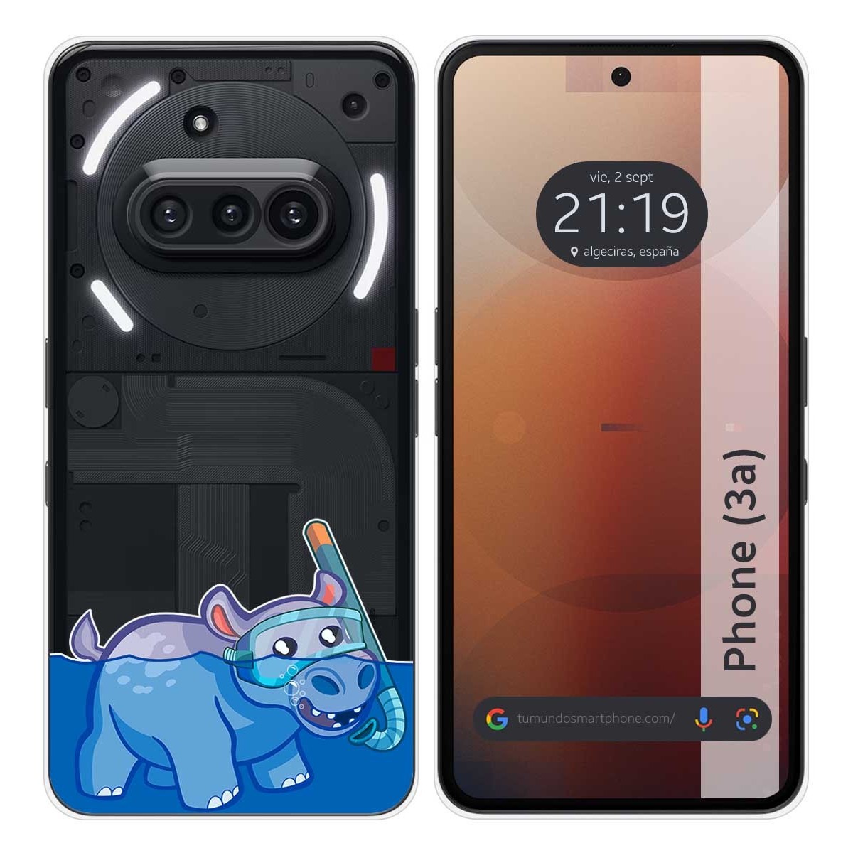 Funda Silicona Transparente para Nothing Phone 3a 5G diseño Hipo Dibujos